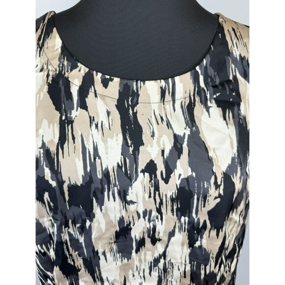 NWT Ann Taylor Shirt Top Shell Large L Cream Black Beige Tan Abstract Print - Picture 7 of 9